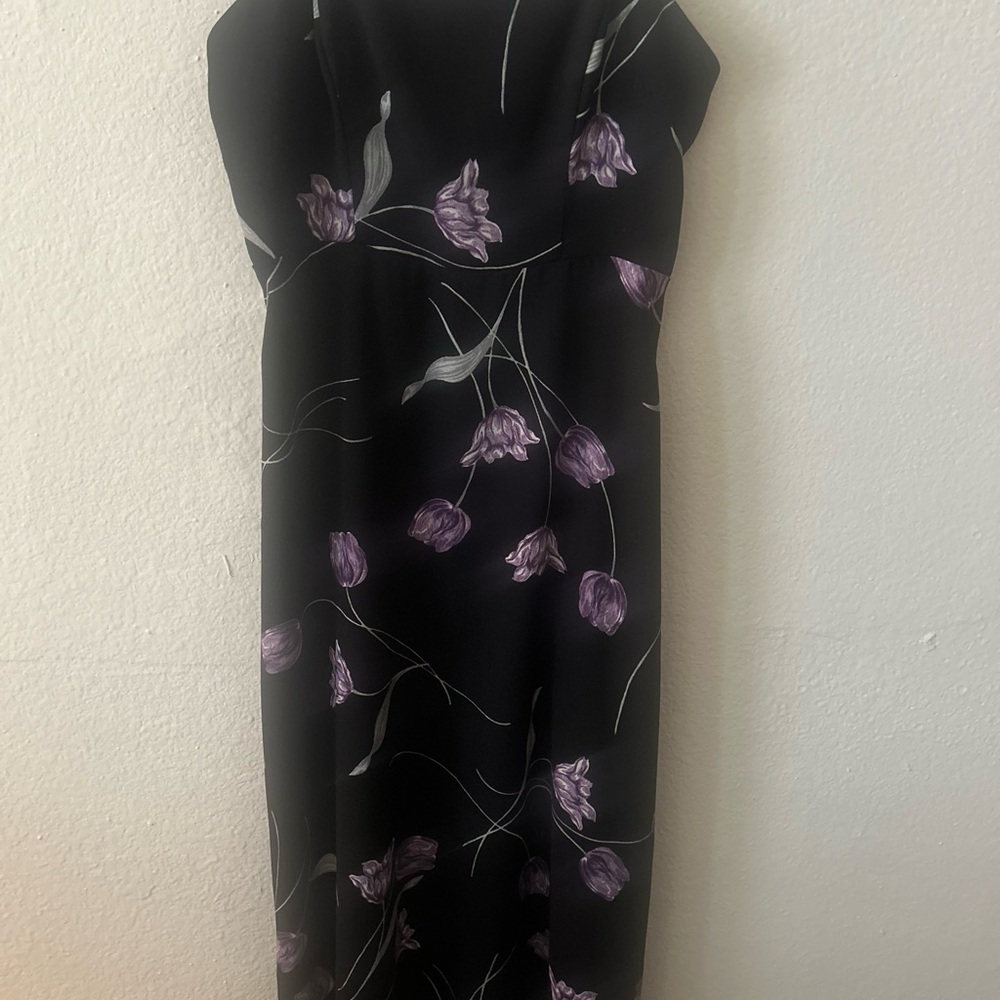 Kimchi Blue Black Maxi Dress with Purple Floral Pattern